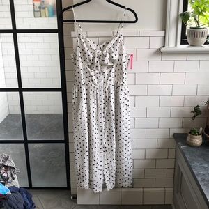 Xhilaration White Dress with Black Polka Dots XL
